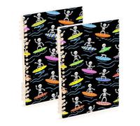 Amooorous Formato A5 Surf Scheletri Colorati Tavole da surf Seamless Pattern notebook larghi 21,1 x 14,5 cm, copertina rigida a righe larghe quaderno a spirale 60 fogli per planner e affari Confezione