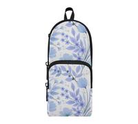 Amooorous Fresh Blue-Purple Bouquet Nylon 3 Scomparti Grande Astuccio Matite Astuccio Multiuso ed Estetico Scuola Astuccio Cancelleria per Preppy Middle School 1600ml