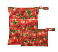 Amooorous Fresh Tomatoes, borsa da bagno bagnata riutilizzabile rossa, confezione da 2 borse per pannolini, articoli essenziali con manici per asilo nido, pannolini per bambini