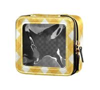 Amooorous Giallo e Bianco Dream Grid Mini Clear Makeup Bag Clear Borse da Viaggio per articoli da toeletta Cosmetici Borse Organizzatore per Viaggio, Griglia da sogno gialla e bianca, 1 size