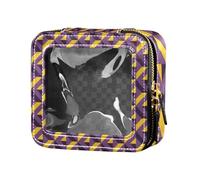 Amooorous Giallo e Viola Modello Astratto Impermeabile Trasparente Trucco Sacchetto Toiletry Borse Cosmetici Borse per Viaggio, Modello astratto giallo e viola, 1 size