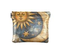 Amooorous Giallo Mystic Bohemian Style Tarocchi Sole Luna Portamonete in Pelle Donna Portafoglio Fancy Change Holder Card Organizer per le Donne, Giallo mistico stile bohémien Tarocchi Sole Luna, 1