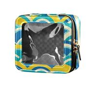 Amooorous Giallo-verde che scorre onde trasparenti piccola borsa per trucco borsa da toilette borsa per trucco organizer per viaggi, Onde fluenti giallo-verdi, 1 size
