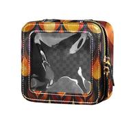 Amooorous Giclée Glow Flame Giclée Droplet Clear Small Makeup Bag Impermeabile Viaggio Toiletry Bag Portatile Organizzatore di Trucchi per Volare, Giclée Glow Flame Giclée Droplet, 1 size