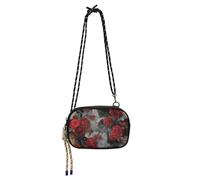Amooorous Giornali Rose Rosse Art Retro Piccola Borsa a Tracolla per Donna Moda con Slot per Carte di Credito Nylon Piccola Crossbody Borsa Del Telefono Fai una passeggiata cartera para mujer