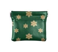 Amooorous Golden Christmas Snowflake PU Leather Small Coin Purse Impermeabile Mini Makeup Bag per Uomo Donna Viaggio, Fiocco di neve dorato, 1 size