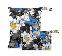 Amooorous Graffiti Art FLOWER and whites Blue Butterflies borse impermeabili impermeabili 2 Pack viaggio essenziale per bambini con manici per pannolini per bambini, spiaggia