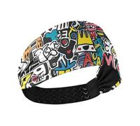 Amooorous Graffiti Art Trend Play Adesivi no slip fasce elastiche testa sudore fasce per le donne per la corsa Calcio lavaggio viso bandas elásticas para el cabello