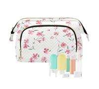 Amooorous Graziosi piccoli fiori di fard borse da toilette leggere di grande capacità borsa cosmetica da viaggio borsa per cosmetici da viaggio per capacità cosmetica da viaggio, Graziosi piccoli