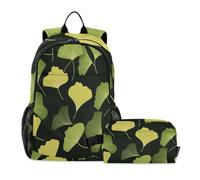 Amooorous Green Leaf Boy zaino con borsa per il pranzo borsa per la scuola con borsa per il pranzo borsa per il pranzo per ragazze adolescenti con portapranzo età 8-10 anni, Foglia verde.