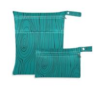 Amooorous Green Wood Annual Grain impermeabile bagnato asciutto sacchetto 2 Pack sacchetto bagnato per costume da bagno con maniglie per asilo nido, bagno