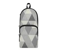 Amooorous Grigio Casual Designer Geometrico Nylon 3 Scomparti Portapenne Astuccio Astuccio Multiuso ed Estetico Cerniera Mesh Astuccio Cancelleria per Ragazzi Scuola Media 1600ml