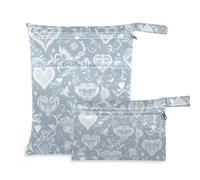 Amooorous Grigio e Bianco Romantic Love on Valentine borse impermeabili 2 Pack Wet Bag per costume da bagno con manici per palestra palestra palestra