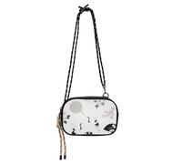 Amooorous Grigio Gru Fiore Fan Piccolo Crossbody Bag Donna Moda con Slot per Carte di Credito Piccole Borse Camminare il cane bolsos de marca para mujer