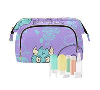 Amooorous Happy Halloween - Borsa per il trucco con mostro blu-viola, borsa da viaggio per trucchi da donna, portamonete per pennelli da trucco, Mostro blu-viola felice di Halloween, 1 size