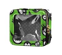 Amooorous Happy Halloween con testa horror trasparente piccola borsa per il trucco da viaggio borsa cosmetica per volare, Felice Halloween con Horror Head, 1 size