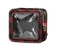Amooorous Happy Halloween rosso trasparente borsa trucco per borsa viaggio toilette borsa per la cura della pelle per volare, Felice Halloween rosso, 1 size