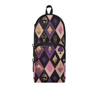 Amooorous Heart Of Peach e Purple Poker Nylon 3 scomparti con cerniera astuccio studio e astuccio multifunzionale per bambini scuola cancelleria per adolescenti scuola media 1600 ml
