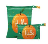 Amooorous Hello Cartoon Cute Orange Orange Messproof Wet Dry Bag 2 Pack borsa per pannolini oggetti essenziali con manici per yoga, piscina