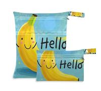 Amooorous Hello Cartoon Cute Yellow Banana borse impermeabili impermeabili 2 Pack viaggio essenziale per volare con maniglie per viaggi, bagno