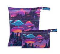 Amooorous Hippie Psychedelic Landscape Borsa asciutta bagnata con cerniera per parti del tiralatte Confezione da 2 elementi essenziali da viaggio per bambino con manici per palestra, palestra
