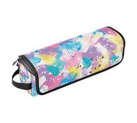 Amooorous Hot Hair Tools Borsa da viaggio con tappetino in ferro da viaggio portatile custodia da viaggio per arricciacapelli piastra asciugacapelli piatto, blocchi di colore patchwork colorati