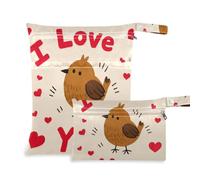 Amooorous I Love Your Valentine Cartoon Bird borsa con cerniera per bagnata 2 sacchetti bagnati per costume da bagno con manici per piscina e viaggio