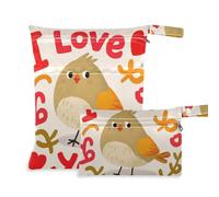 Amooorous I Love Your Valentine Cartoon Bird borsa impermeabile per stoffa 2 Pack essenziale da viaggio per volare con maniglie per pannolini per bambini, palestra