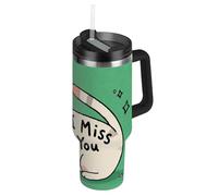 Amooorous I Miss You - Borraccia riutilizzabile con simpatico gatto bianco con coperchio con cannuccia, tazza da caffè decorativa con coperchio, per scuola, sport, asilo nido, campeggio e altro ancora