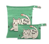 Amooorous I Miss You Cartoon Cute White Cat Borsa bagnata a prova di disordine per bambini, confezione da 2 pezzi essenziali da viaggio per volare con manici per palestra, spiaggia