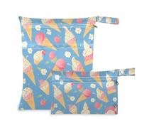 Amooorous Ice Cream Peach Blue borse impermeabili impermeabili 2 Pack Wet Bag per costume da bagno con manici per palestra, yoga