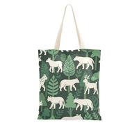 Amooorous Jungle Animal Fox Verde Bianco Tela Tote Bag con manici Tote Bag Piccole Borse di Panno per Viaggiare Bolsa de lona