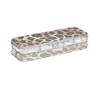 Amooorous La stampa del leopardo ha progettato le penne di plastica di doppio strato della radura della scatola delle matite per i rifornimenti della cancelleria