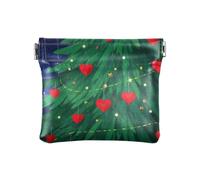 Amooorous Love Green Merry Christmas Tree - Portamonete da donna in pelle sintetica in poliuretano, mini astuccio per cosmetici, Amore verde Buon albero di Natale, 1 size