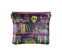 Amooorous Magic Library - Piccola borsa da donna in pelle colorata per Halloween, portatile, organizer per chiavi e carte, biblioteca magica colorato Halloween, 1 size