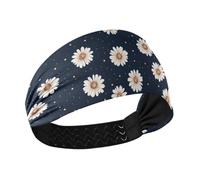 Amooorous Margherite bianche e nere Fasce di raffreddamento del sudore Testa elastica per le donne per uso quotidiano Ciclismo tennis vendas para el pelo mujer