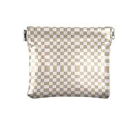 Amooorous Marrone e Bianco Americano PlaidDonna in Pelle Moneta Cambia Borsa Unica con Chiusura per Uomo Donna Viaggio, Plaid americano marrone e bianco, 1 size