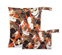 Amooorous Maschere giapponesi Horror sacchetto asciutto bagnato impermeabile per parti del tiralatte 2 Pack elementi essenziali da viaggio per volare con maniglie per pannolini per bambini, yoga