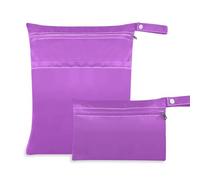 Amooorous Medio Orchidea tinta unita Pure Plain Purple riutilizzabile Wet Dry Bag per parti del tiralatte Confezione da 2 sacchetti bagnati per costume da bagno con manici per piscina, asilo nido