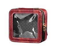 Amooorous Merry Christmas, borsa da trucco trasparente rossa bohémien, impermeabile, da viaggio, per cosmetici, Buon Natale Boemia Rosso, 1 size