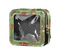 Amooorous Merry Christmas Cute Kids Verde Rosso Trasparente Mini Trousse Trucco Borsa Cosmetici Borsa da Viaggio, Merry Christmas Cute Kids Verde Rosso, 1 size