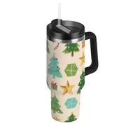 Amooorous Merry Christmas Green Christmas Tree Vacuum Big Water Bottle con coperchio e cannuccia, tazza da tè decorativa per acqua, tè freddo o caffè baso para 1,18 cl