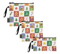 Amooorous Merry Christmas Tree Gingerbread - Confezione da 3 sacchetti riutilizzabili impermeabili per alimenti, per lavoro, picnic o viaggi