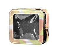 Amooorous Mini borsa da trucco trasparente arancione giallo collisione trasparente impermeabile da viaggio borsa da toilette organizer per viaggio, Collisione giallo-arancio, 1 size