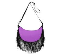 Amooorous Mini borsellino a tracolla da donna, a tracolla, con frangia, tinta unita, tinta unita, colore viola, borsa a tracolla da donna, borsa a tracolla con patta (prop2)