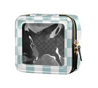 Amooorous Mini trousse trasparente a quadri americani verde e bianca, borsa da toilette trasparente per cosmetici, organizer per donne, Plaid americano verde e bianco, 1 size