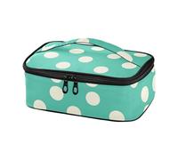 Amooorous Moderno Bianco Rotondi Dots Teal Soft Cooler Bag (longword) Mens Lunch Boxes per impermeabile bolsas loncheras para Mujer