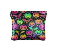 Amooorous Motivo colorato Happy Halloween PumpkinsPU Leather Small Coin Purse Cute Card Cases Money Organizers per ragazze donne signore, Motivo colorato Happy Halloween Pumpkins, 1 size