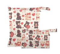 Amooorous Mr & mrs Bear Anime Valentine borsa da viaggio con cerniera per 2 confezioni essenziali da viaggio per bambini con manici per fare il bagno e la piscina