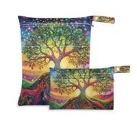 Amooorous Mysterious Colorful riutilizzabile sacchetto bagnato bambino 2 Pack essenziale da viaggio per volare con maniglie per fare il bagno, yoga